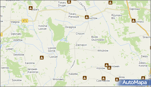 mapa Ziemięcin gmina Goszczanów, Ziemięcin gmina Goszczanów na mapie Targeo
