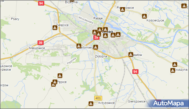 mapa Żłobizna, Żłobizna na mapie Targeo