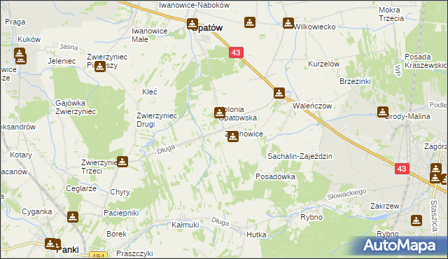 mapa Złochowice, Złochowice na mapie Targeo