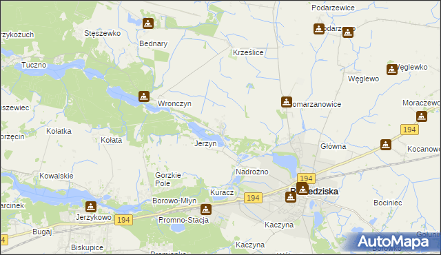 mapa Złotniczki gmina Pobiedziska, Złotniczki gmina Pobiedziska na mapie Targeo