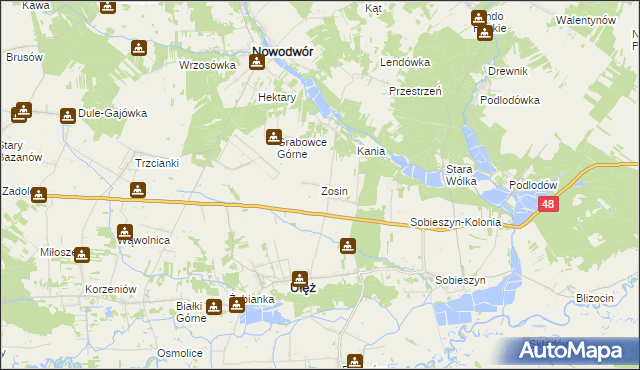 mapa Zosin gmina Ułęż, Zosin gmina Ułęż na mapie Targeo