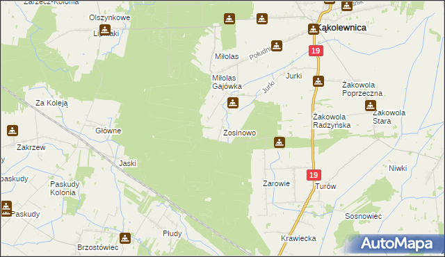 mapa Zosinowo, Zosinowo na mapie Targeo