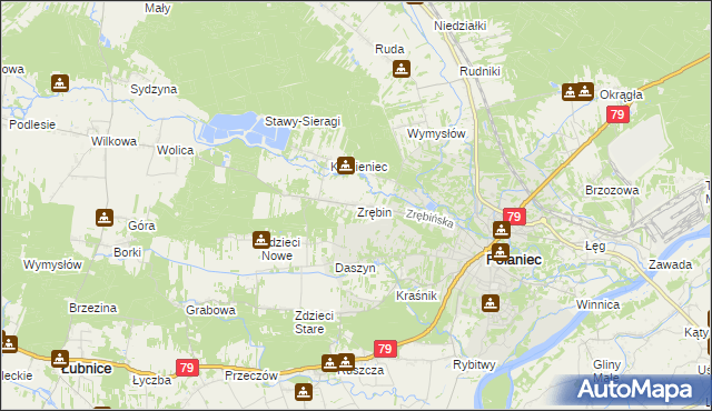 mapa Zrębin, Zrębin na mapie Targeo
