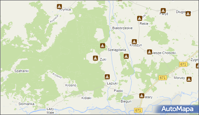 mapa Żuki gmina Tykocin, Żuki gmina Tykocin na mapie Targeo