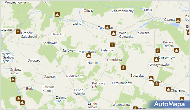 mapa Żurawiec gmina Adamów, Żurawiec gmina Adamów na mapie Targeo