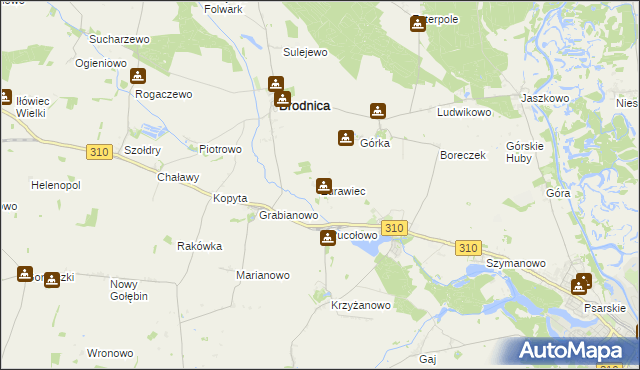 mapa Żurawiec gmina Brodnica, Żurawiec gmina Brodnica na mapie Targeo