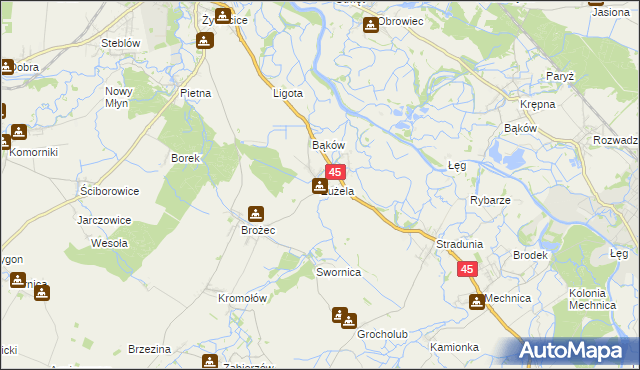 mapa Żużela, Żużela na mapie Targeo