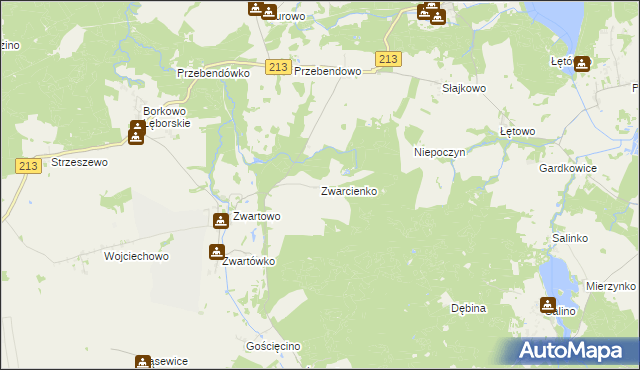 mapa Zwarcienko, Zwarcienko na mapie Targeo