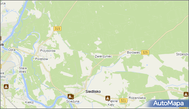 mapa Zwierzyniec gmina Siedlisko, Zwierzyniec gmina Siedlisko na mapie Targeo