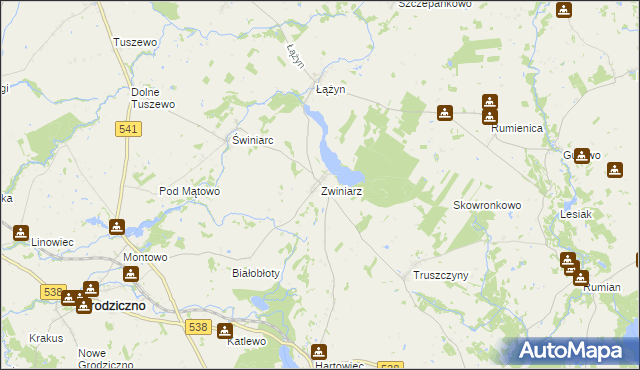mapa Zwiniarz, Zwiniarz na mapie Targeo