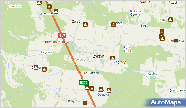 mapa Żyrzyn, Żyrzyn na mapie Targeo