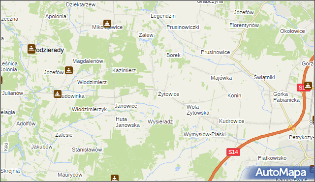 mapa Żytowice, Żytowice na mapie Targeo