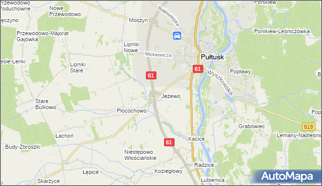 mapa Jeżewo gmina Pułtusk, Jeżewo gmina Pułtusk na mapie Targeo