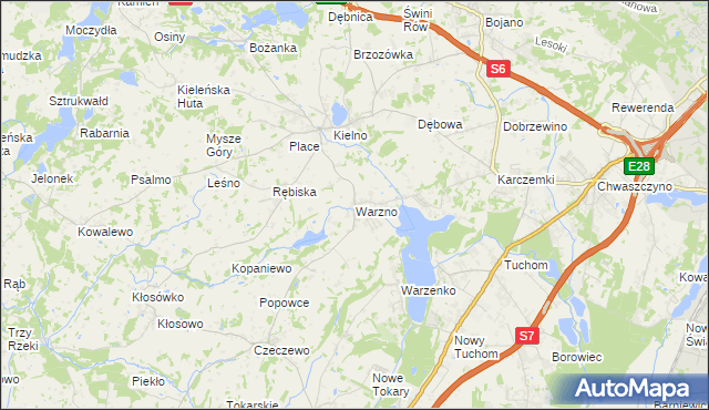 mapa Warzno, Warzno na mapie Targeo