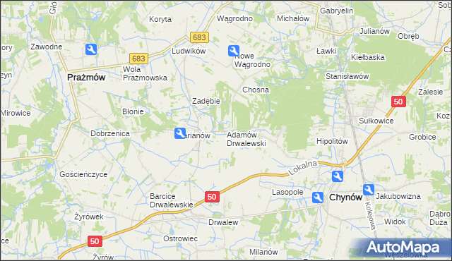 mapa Adamów Drwalewski, Adamów Drwalewski na mapie Targeo