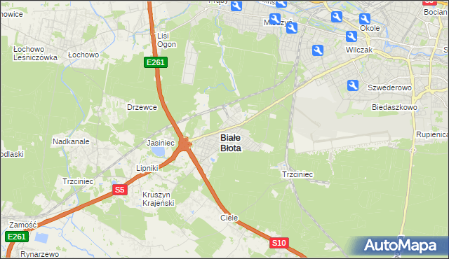 mapa Białe Błota powiat bydgoski, Białe Błota powiat bydgoski na mapie Targeo