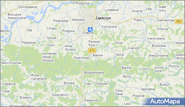 mapa Bieśnik gmina Zakliczyn, Bieśnik gmina Zakliczyn na mapie Targeo