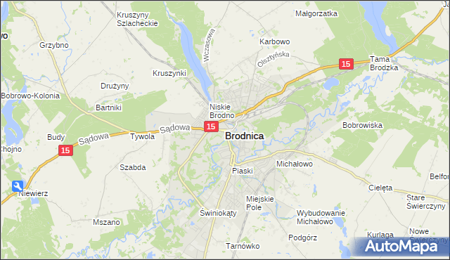 mapa Brodnica, Brodnica na mapie Targeo