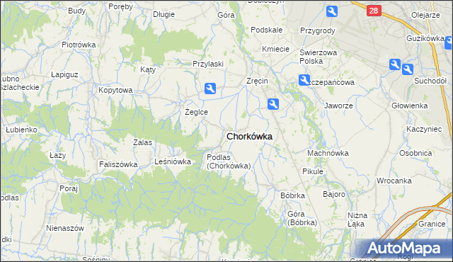 mapa Chorkówka, Chorkówka na mapie Targeo