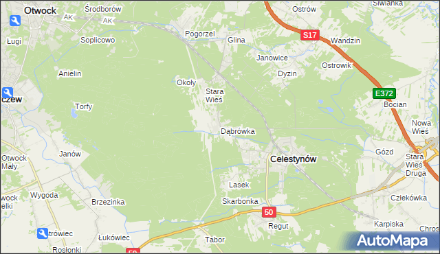 mapa Dąbrówka gmina Celestynów, Dąbrówka gmina Celestynów na mapie Targeo