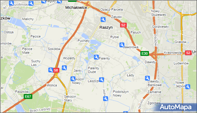 mapa Falenty, Falenty na mapie Targeo