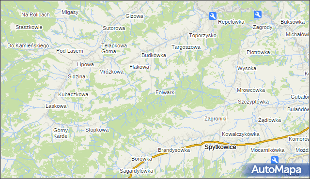mapa Folwark gmina Jordanów, Folwark gmina Jordanów na mapie Targeo
