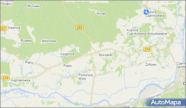 mapa Gajewo gmina Czarnków, Gajewo gmina Czarnków na mapie Targeo