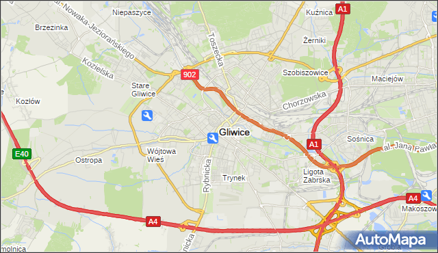 mapa Gliwic, Gliwice na mapie Targeo