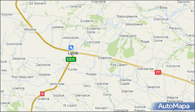 mapa Gołębiów gmina Lipnik, Gołębiów gmina Lipnik na mapie Targeo