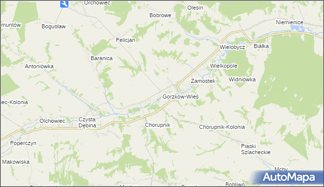 mapa Gorzków-Wieś, Gorzków-Wieś na mapie Targeo