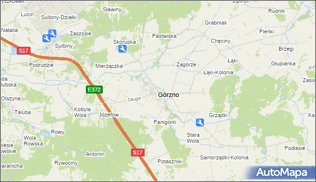 mapa Górzno powiat garwoliński, Górzno powiat garwoliński na mapie Targeo