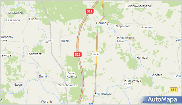 mapa Haćki, Haćki na mapie Targeo