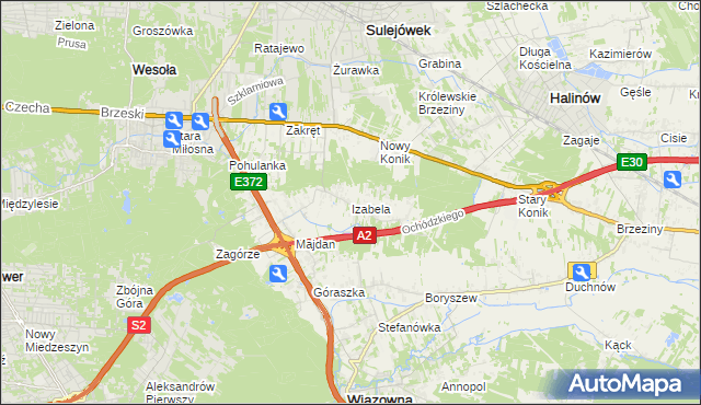 mapa Izabela gmina Wiązowna, Izabela gmina Wiązowna na mapie Targeo