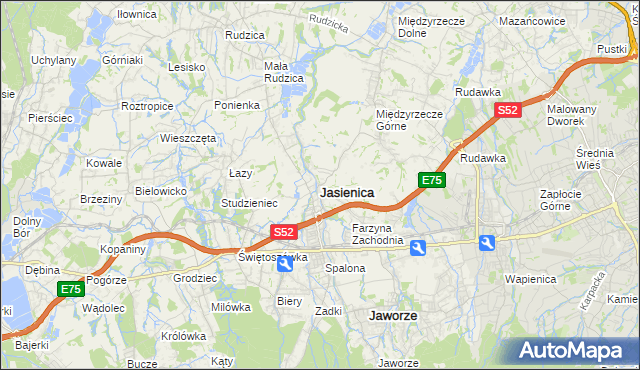 mapa Jasienica powiat bielski, Jasienica powiat bielski na mapie Targeo