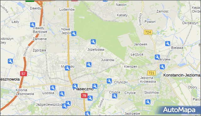 mapa Julianów gmina Piaseczno, Julianów gmina Piaseczno na mapie Targeo