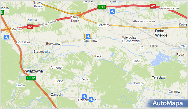 mapa Kąck, Kąck na mapie Targeo