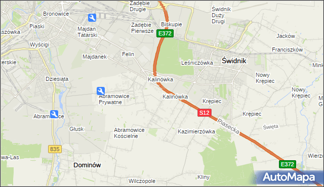 mapa Kalinówka gmina Głusk, Kalinówka gmina Głusk na mapie Targeo