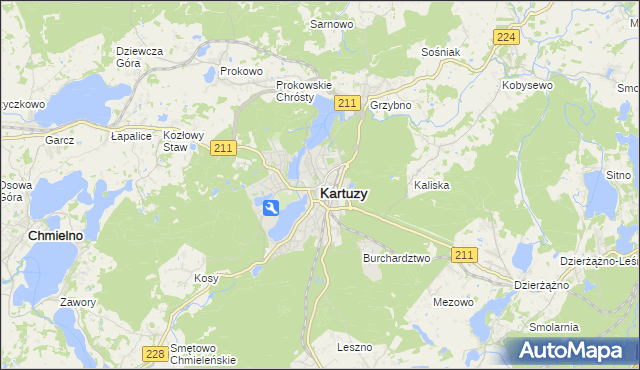 mapa Kartuzy, Kartuzy na mapie Targeo