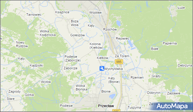 mapa Kiełków gmina Przecław, Kiełków gmina Przecław na mapie Targeo