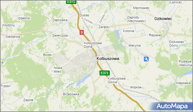 mapa Kolbuszowa, Kolbuszowa na mapie Targeo