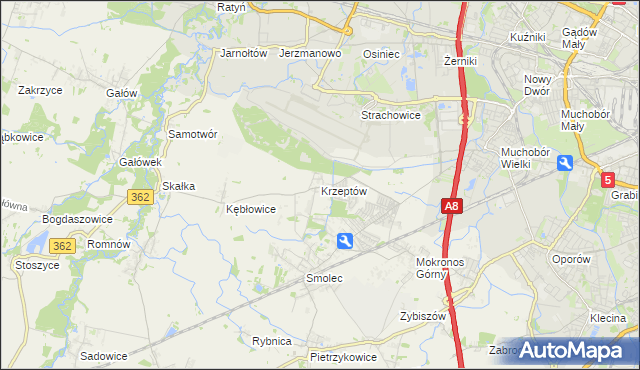 mapa Krzeptów, Krzeptów na mapie Targeo