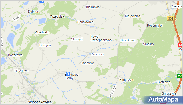 mapa Machcin gmina Śmigiel, Machcin gmina Śmigiel na mapie Targeo