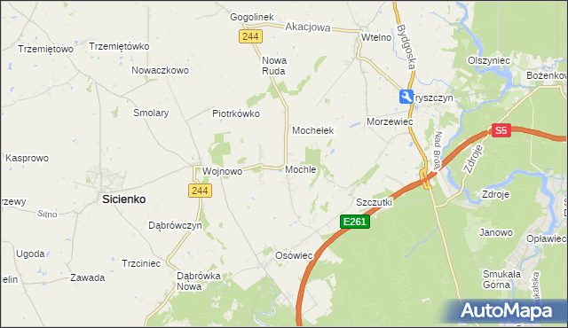 mapa Mochle, Mochle na mapie Targeo