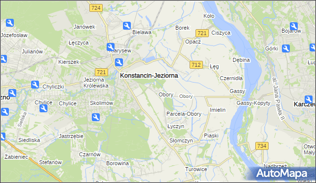 mapa Obory gmina Konstancin-Jeziorna, Obory gmina Konstancin-Jeziorna na mapie Targeo