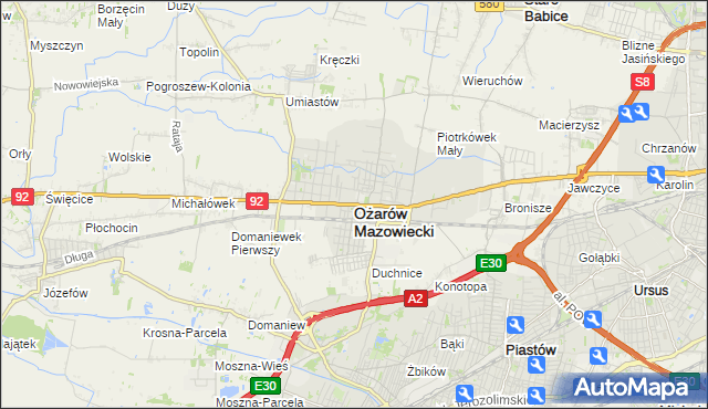 mapa Ożarów Mazowiecki, Ożarów Mazowiecki na mapie Targeo