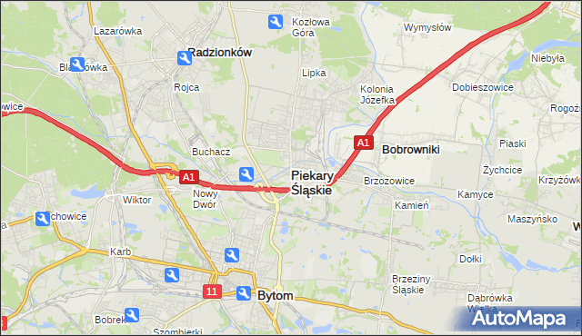 mapa Piekary Śląskie, Piekary Śląskie na mapie Targeo