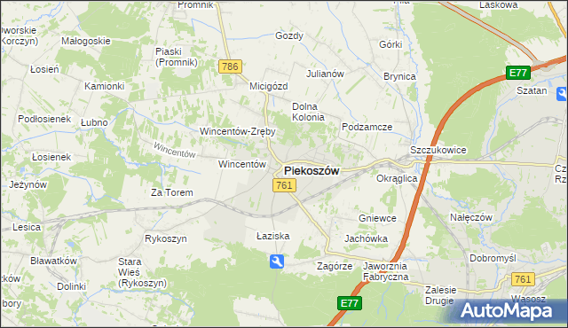 mapa Piekoszów, Piekoszów na mapie Targeo