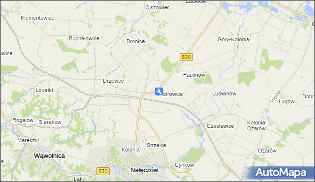 mapa Piotrowice gmina Nałęczów, Piotrowice gmina Nałęczów na mapie Targeo