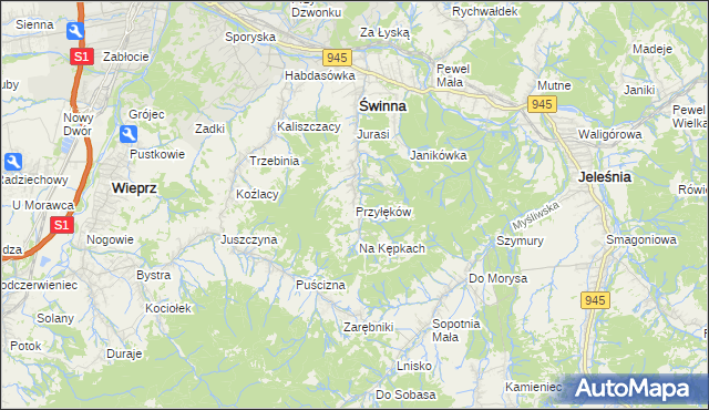 mapa Przyłęków, Przyłęków na mapie Targeo