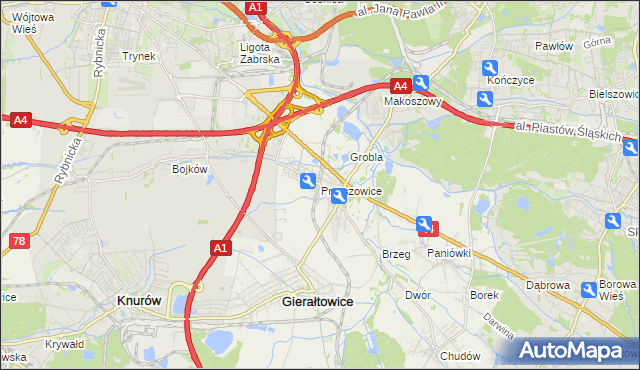 mapa Przyszowice, Przyszowice na mapie Targeo